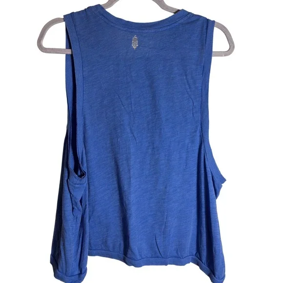 Free People Movement Witness The Fitness Tank Top in Blue Slub Size Large - Picture 2 of 5